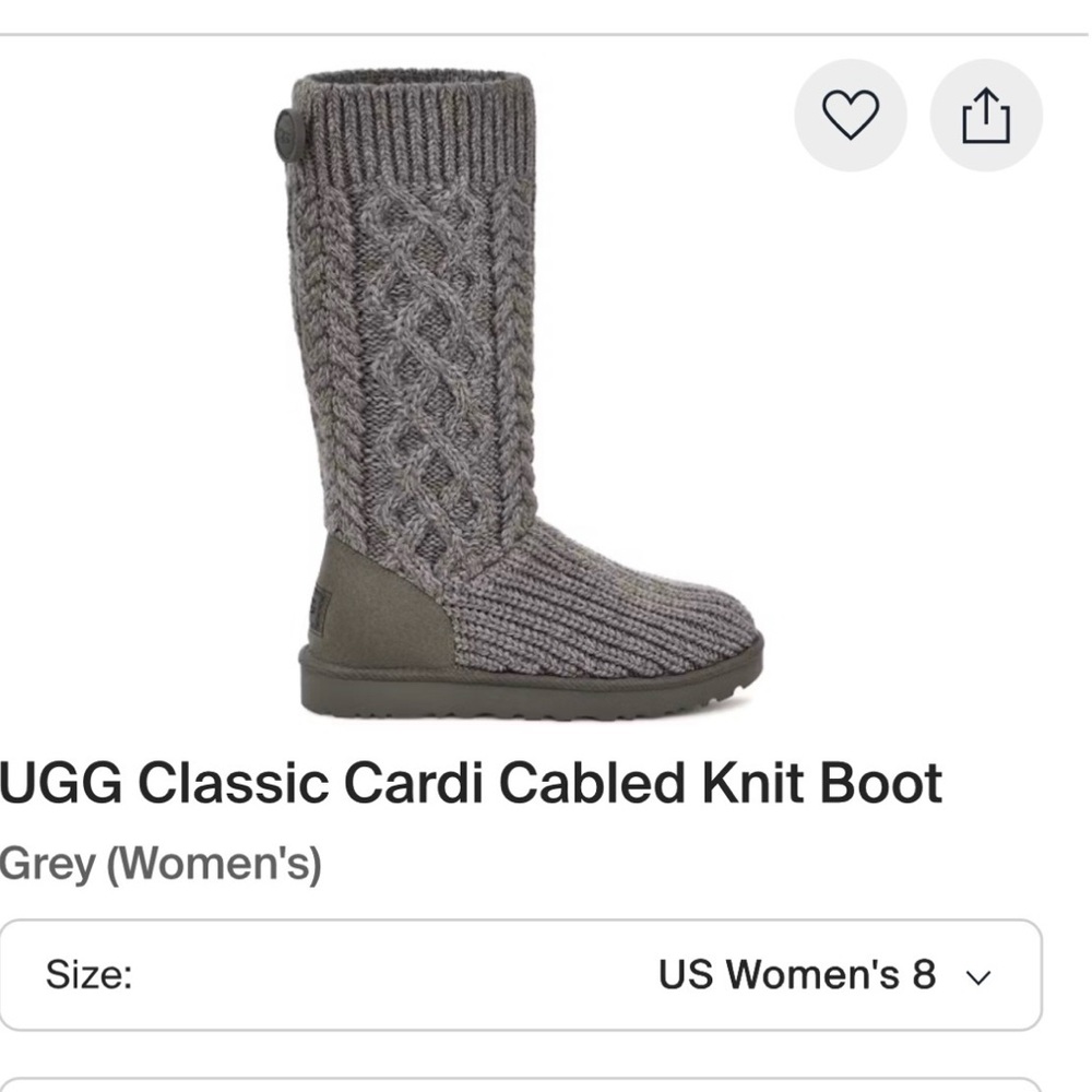 UGG Women's Gray Classic Cardi Knit Boot